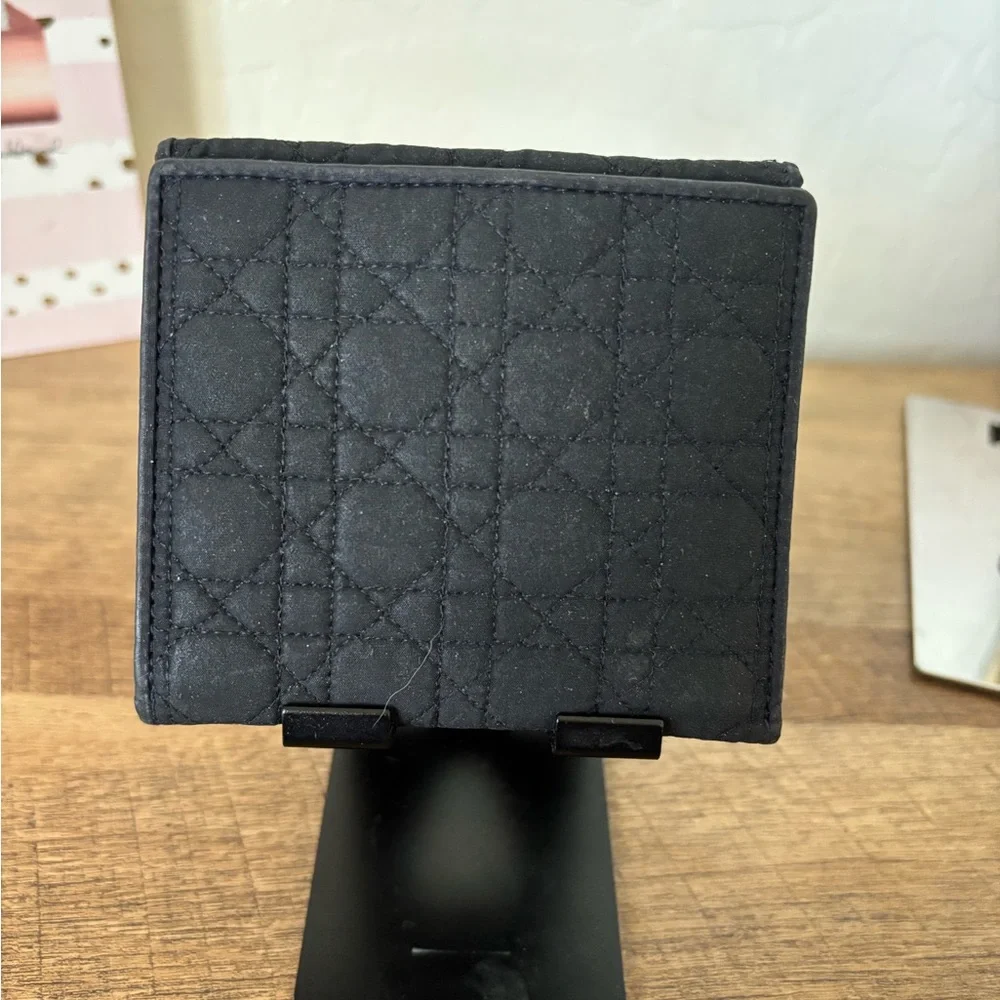 Dior Compact Wallet- Black Vintage Quilted